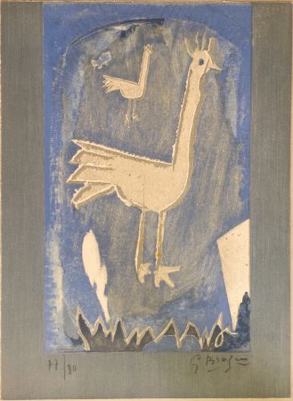 Litografia Braque - Le Coq (frontispice pour Verve n° 27/28 1953)