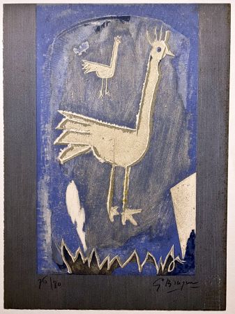 Litografia Braque - LE COQ. Lithographie originale signée (1952/53)