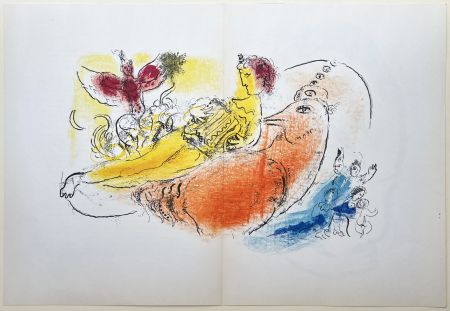 Litografia Chagall - LE COQ ROUGE (The red rooster). Paris 1957