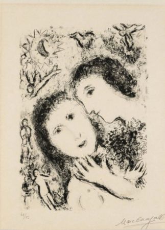 Litografia Chagall - Le couple aux anges