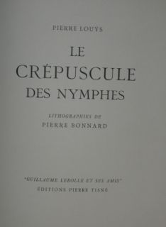 Libro Illustrato Bonnard - LE CREPUSCULE DES NYMPHES