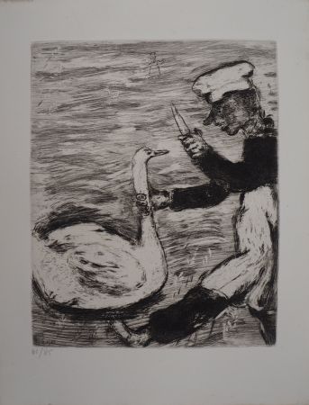 Incisione Chagall - Le cygne et le cuisinier