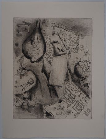 Incisione Chagall - Le désordre (La chambre de Pliouchkine)