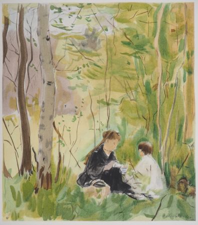 Litografia Morisot - Le goûter en forêt
