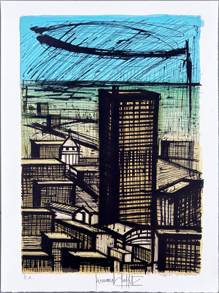 Litografia Buffet - Le grand bâtiment à Tokyo