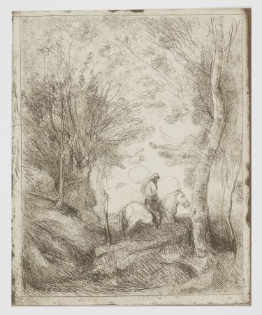 Non Tecnico Corot - Le Grand Cavalier sous Bois (Horseman in the Woods, Large Plate)