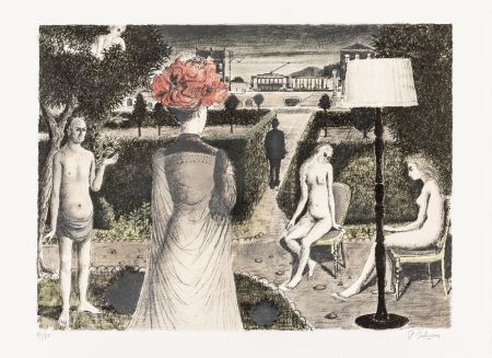 Litografia Delvaux - Le Jardin / The Garden