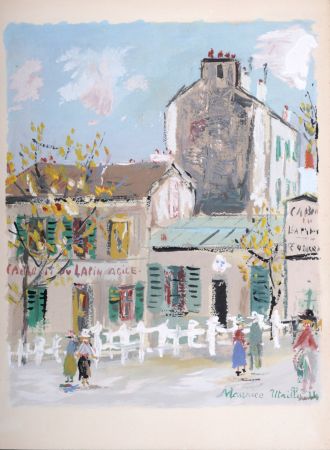 Pochoir Utrillo - Le Lapin Agile, Montmartre, 1950