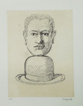 Acquaforte E Acquatinta Magritte - Le lien de paille (Man with a Bowler Hat)