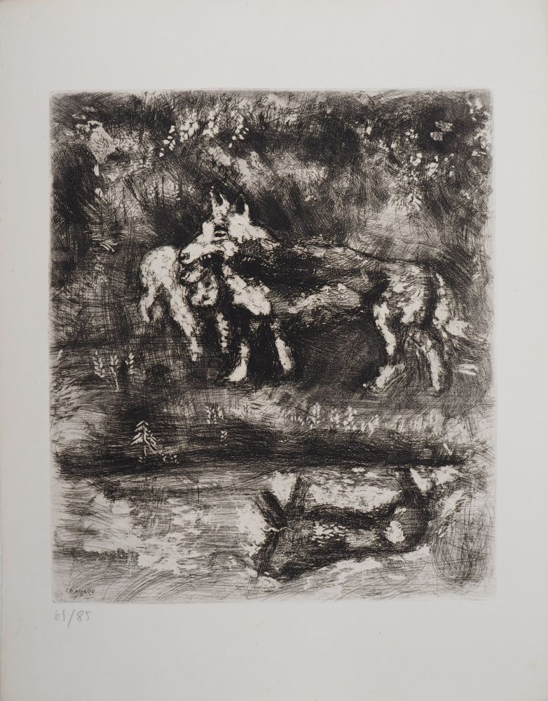 Incisione Chagall - Le loup et l'agneau