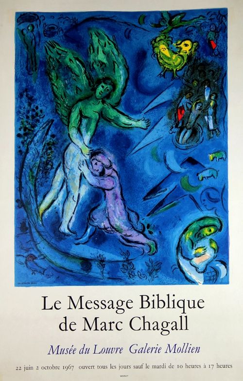 Litografia Chagall - Le Message Biblique Musee du Louvre Galerie Mollien
