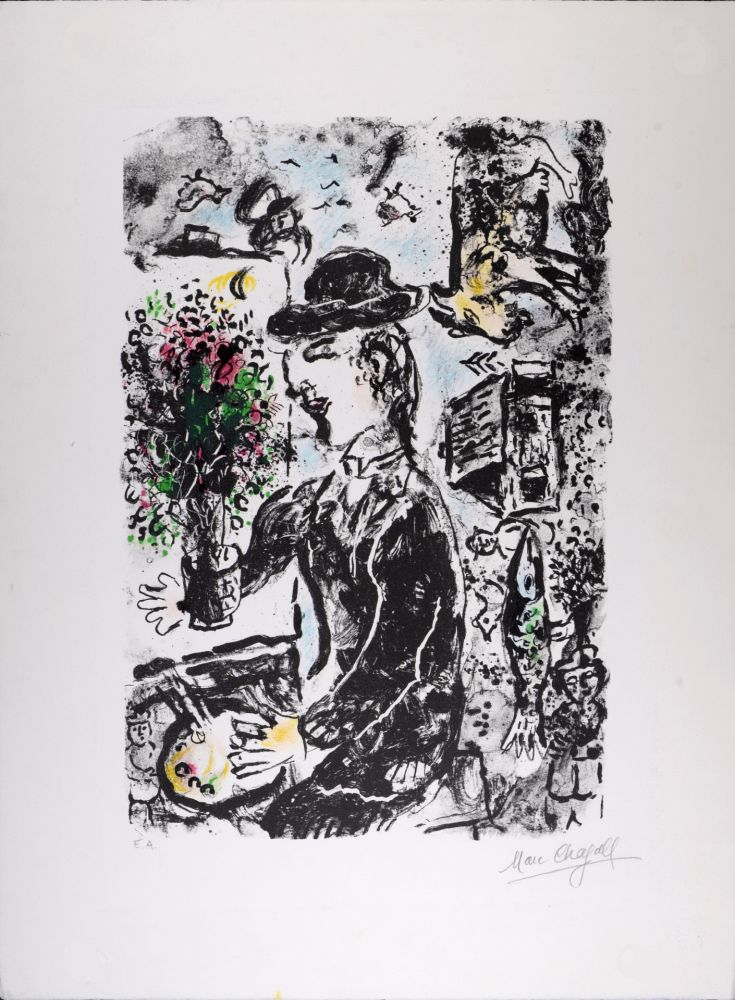 Litografia Chagall - Le Peintre au Chapeau, 1983 - Hand-signed!