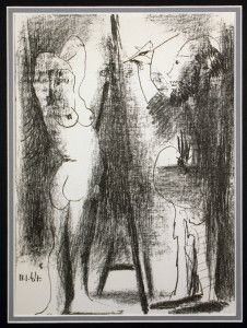 Litografia Picasso - Le peintre et son modèle