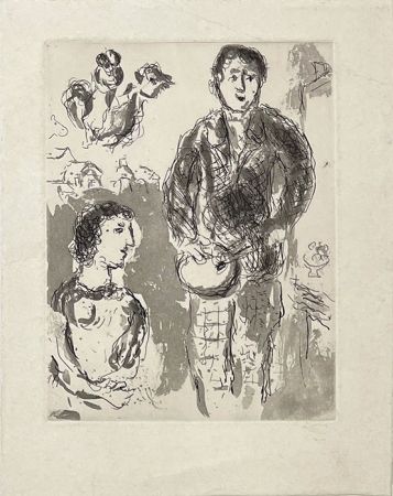 Incisione Chagall - Le peintre et son modèle
