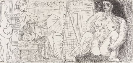 Incisione Picasso - Le Peintre et son Modèle