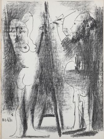 Litografia Picasso - Le Peintre et Son Modèle, 1964.