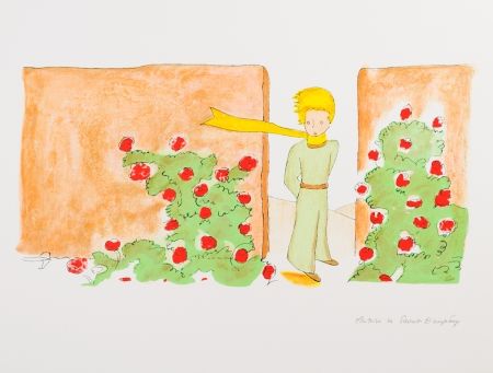 Litografia Saint-Exupéry - Le Petit Prince dans le jardin des roses