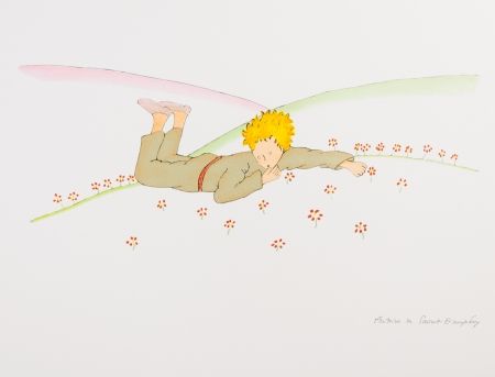 Litografia Saint-Exupéry - Le Petit Prince parmi les fleurs