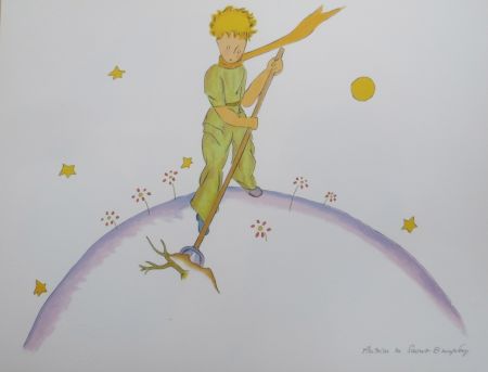 Litografia Saint-Exupéry - Le petit prince sur sa planéte