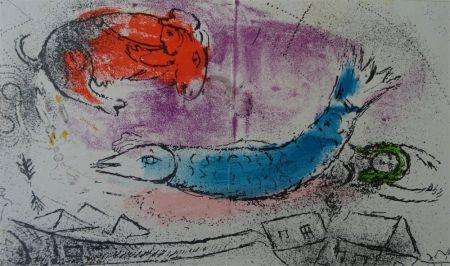 Litografia Chagall - Le Poisson bleu