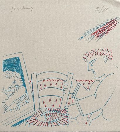 Litografia Fassianos - Le poisson sur la chaise