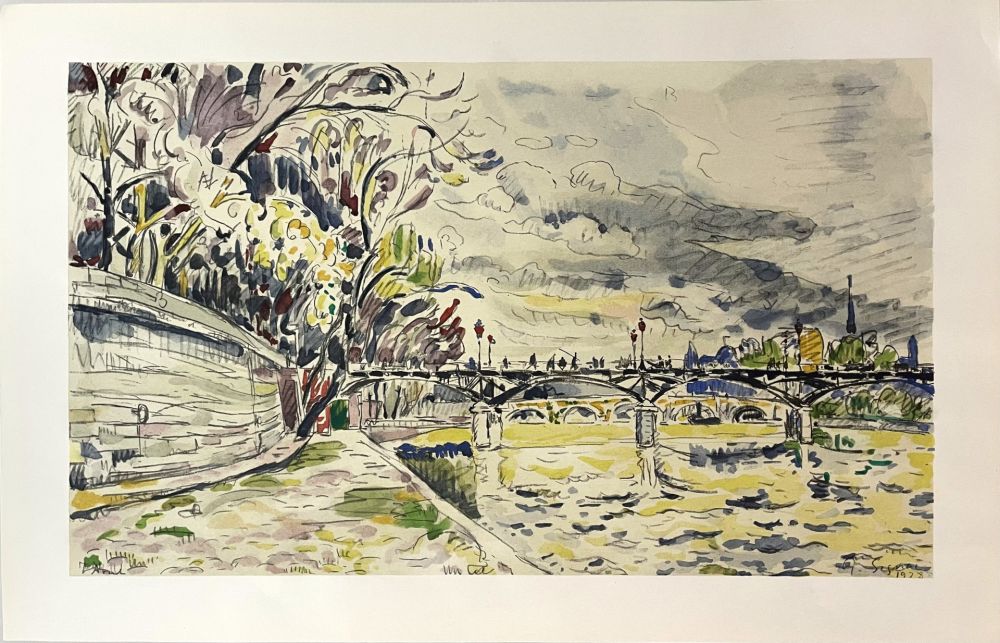 Litografia Signac - Le Pont des Arts, Automne (Paris)