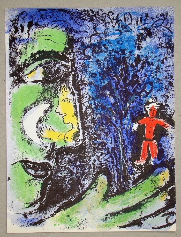 Litografia Chagall - Le Profil Et L'Enfant Rouge 