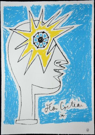 Litografia Cocteau - Le profil, œil à l'étoile