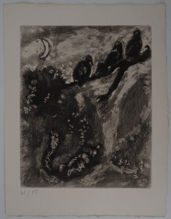 Incisione Chagall - Le renard en chasse (Le renard et les poulets d'Inde) 