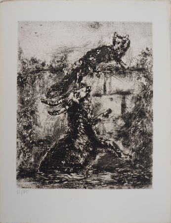 Incisione Chagall - Le renard et le bouc