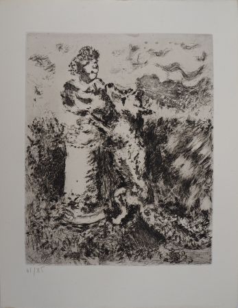 Incisione Chagall - Le renard et le buste