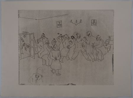 Incisione Chagall - Le rendez-vous des hommes (Les témoins)