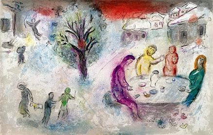 Litografia Chagall - Le repas chez Dryas