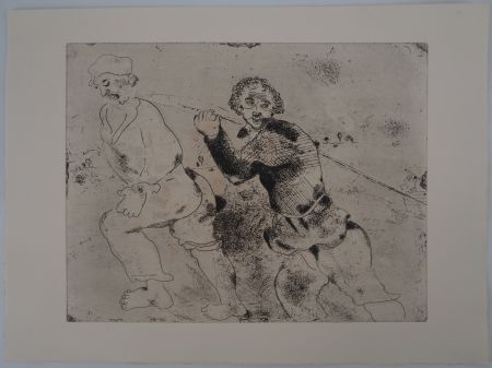Incisione Chagall - Le retour de pêche (Les haleurs)