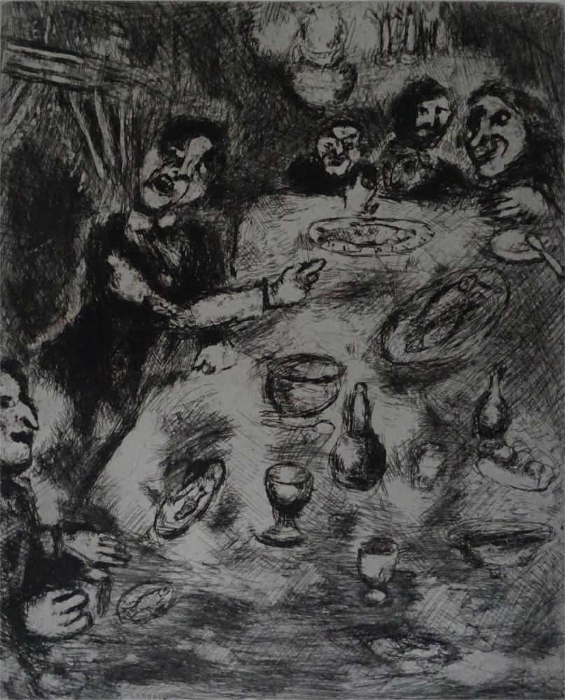 Acquaforte Chagall - Le Rieur et les Poissons