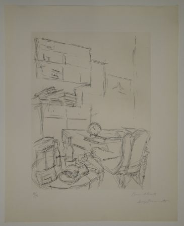 Acquaforte Giacometti - Le Réveil dans la chambre rue Hippolyte Maindron / Le Réveille-matin (The Alarm Clock). 