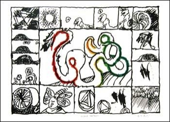 Litografia Alechinsky - Le serpent restauré 