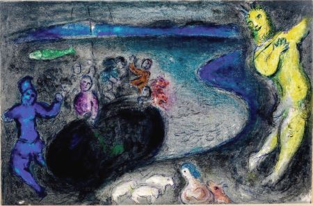 Litografia Chagall - LE SONGE DU CAPITAINE BRYIAXIS (de la suite Daphnis & Chloé - 1961)