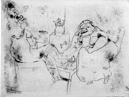 Acquaforte Chagall - Le thé du matin