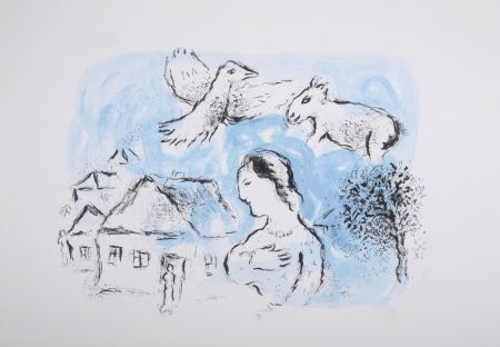 Litografia Chagall - Le Village, 1977
