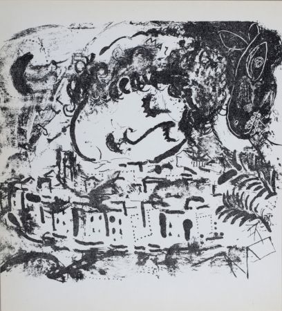 Litografia Chagall - Le Village, Auto-portrait