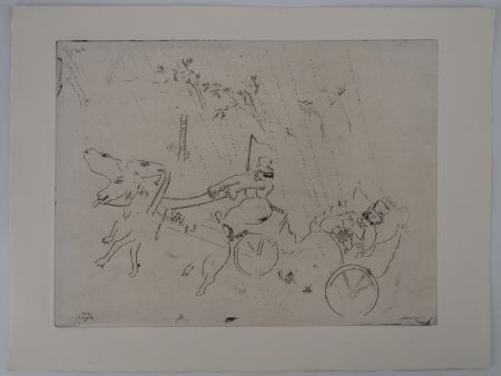 Incisione Chagall - Le voyage en calèche (En route vers Sobakévitch)