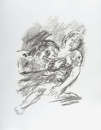 Litografia Kokoschka - Lear with Cordelia in his arms, 1963