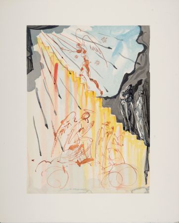 Incisione Su Legno Dali - L'Echelle mystique, 1963
