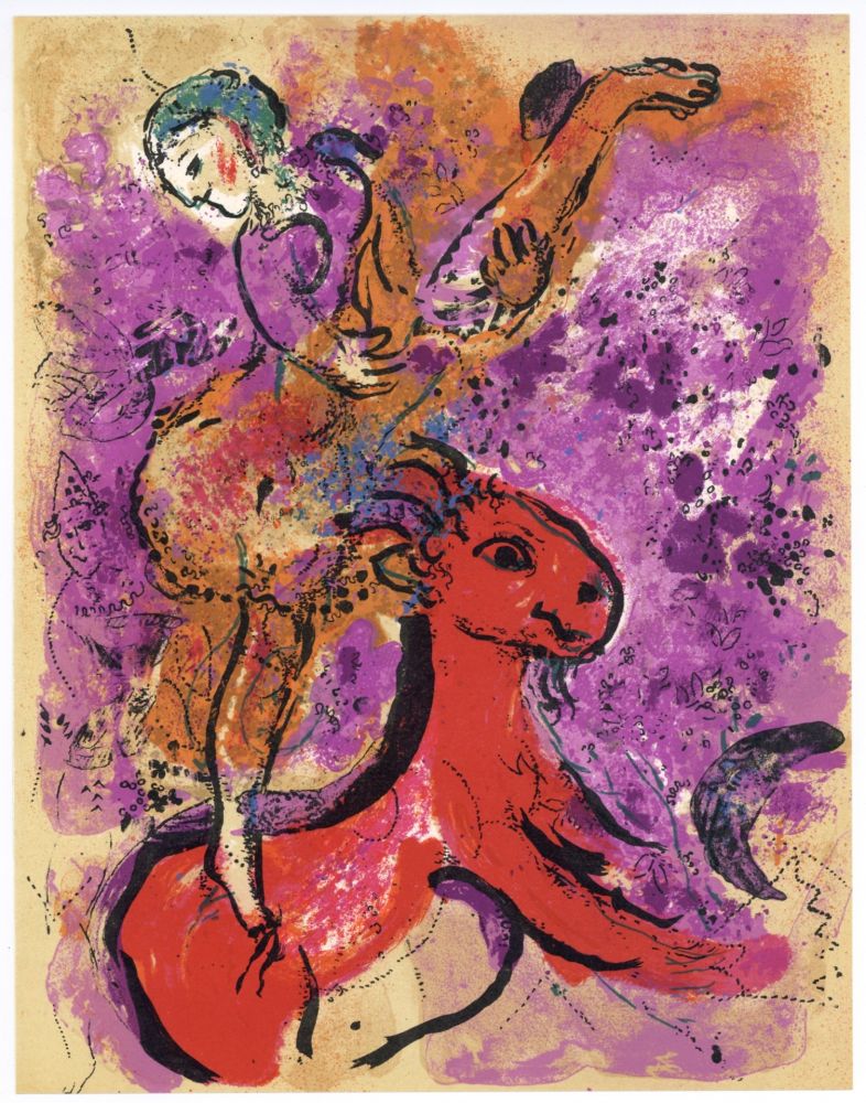 Litografia Chagall - L'ecuyere au cheval rouge