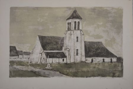 Litografia Minaux - L'Eglise, circa 1960 - Hand-signed