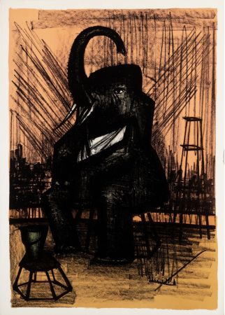 Litografia Buffet - L'Eléphant, 1968