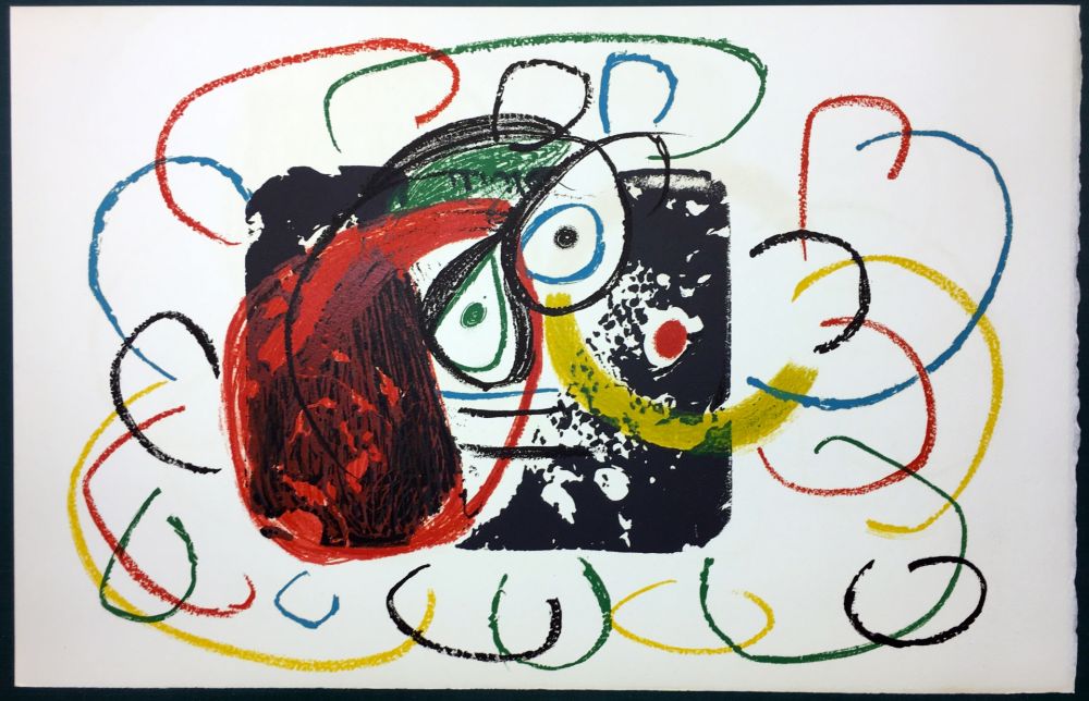 Litografia Miró - L'Enfance d' Ubu. La 21ème et dernière lithographie du cycle d'Ubu par Miro. 1975