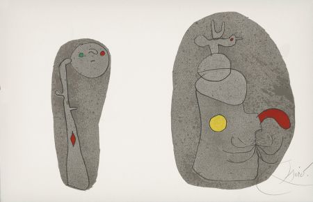 Litografia Miró - L'ENFANCE D'UBU. Lithographie en couleurs signée (1975).