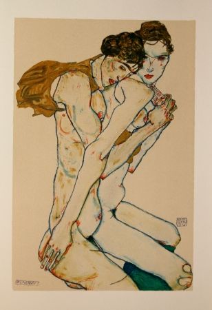 Litografia Schiele - LES 2 AMIES / FRIENDSHIP - Lithographie / Lithograph - 1913